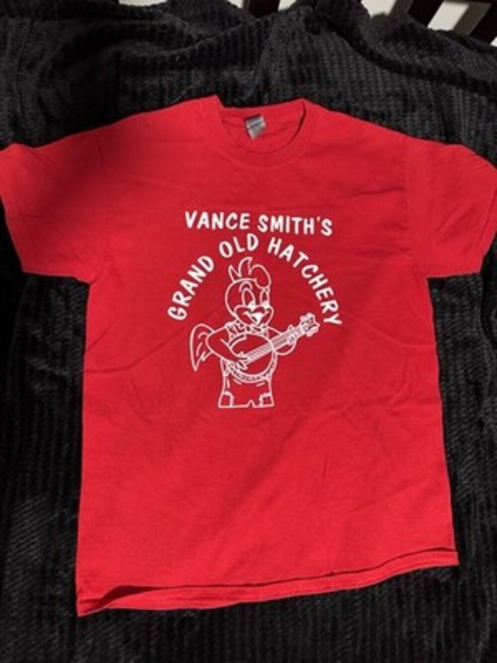 Gildan Ultra Cotton Men's Red Graphic Crew Neck T-Shirt M Vance Smith's Hatchery